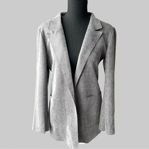 Solitaire Faux Snakeskin Leather Open Front Blazer